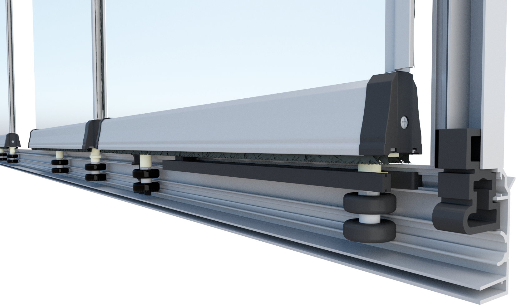 Lüks Düz Teker Metal Cam Balkon Aksesuarı
